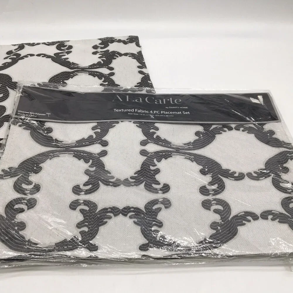 Black & White Textured Fabric Placements Set 8 A La Carte Dainty Home Some NEW